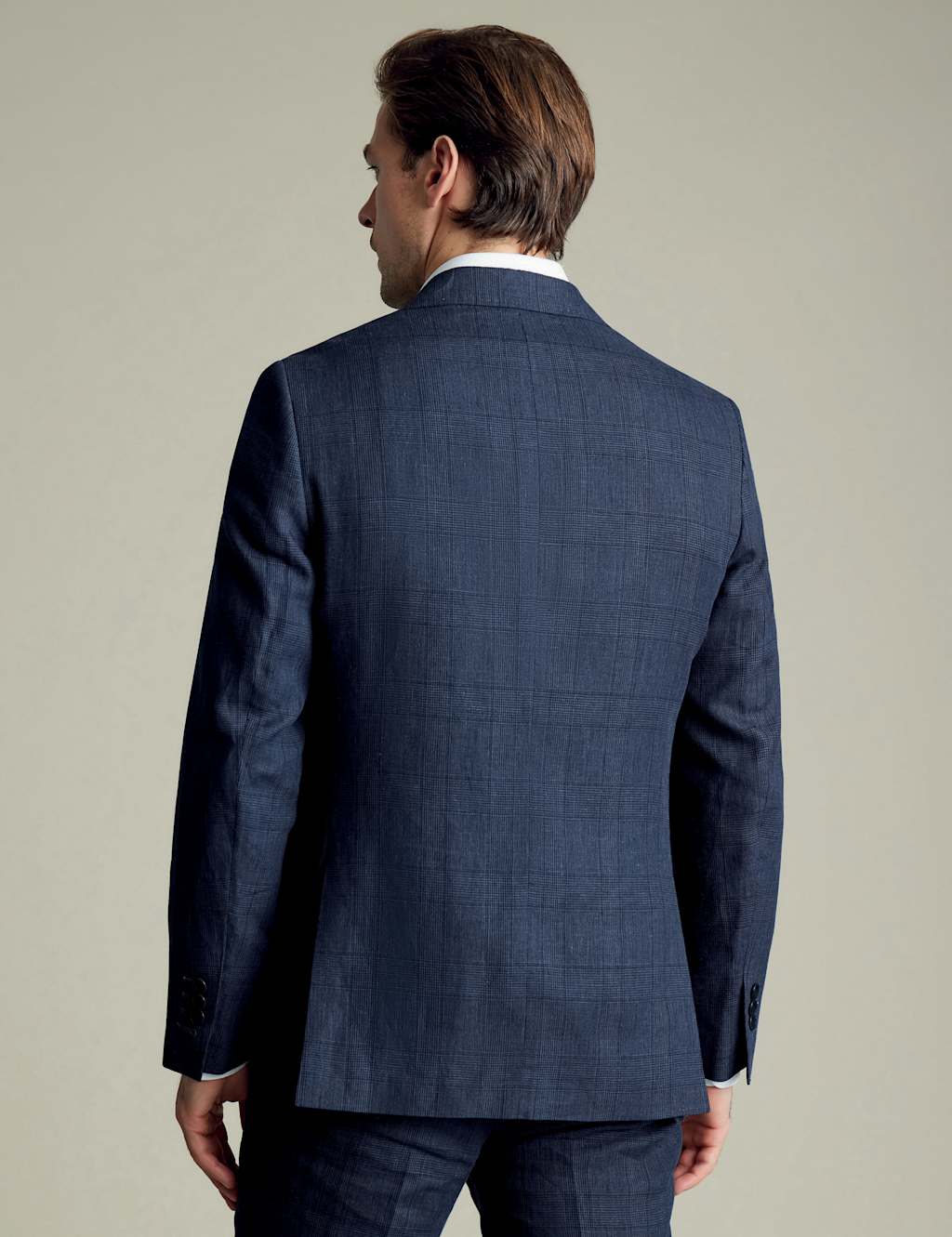Slim Fit Pure Linen Check Suit Jacket 4 of 5