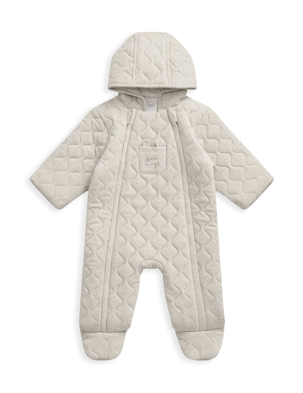 Pure Cotton Quilted Hooded Pramsuit (7lbs-1 Yrs) 2 of 2