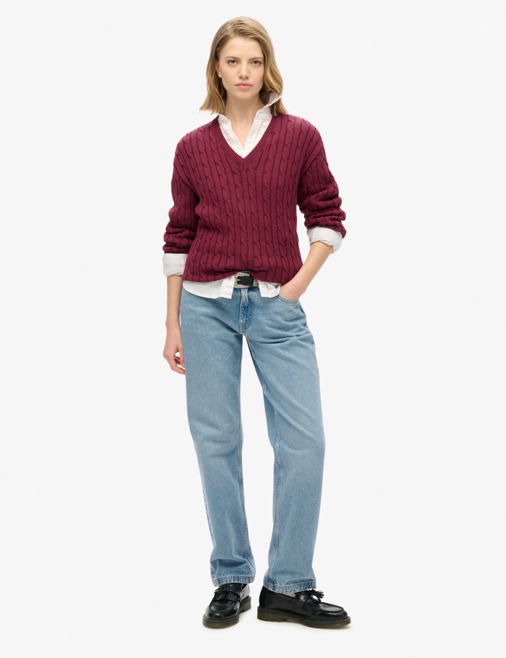 Pure Cotton Cable Knit V-Neck Jumper 2 of 5