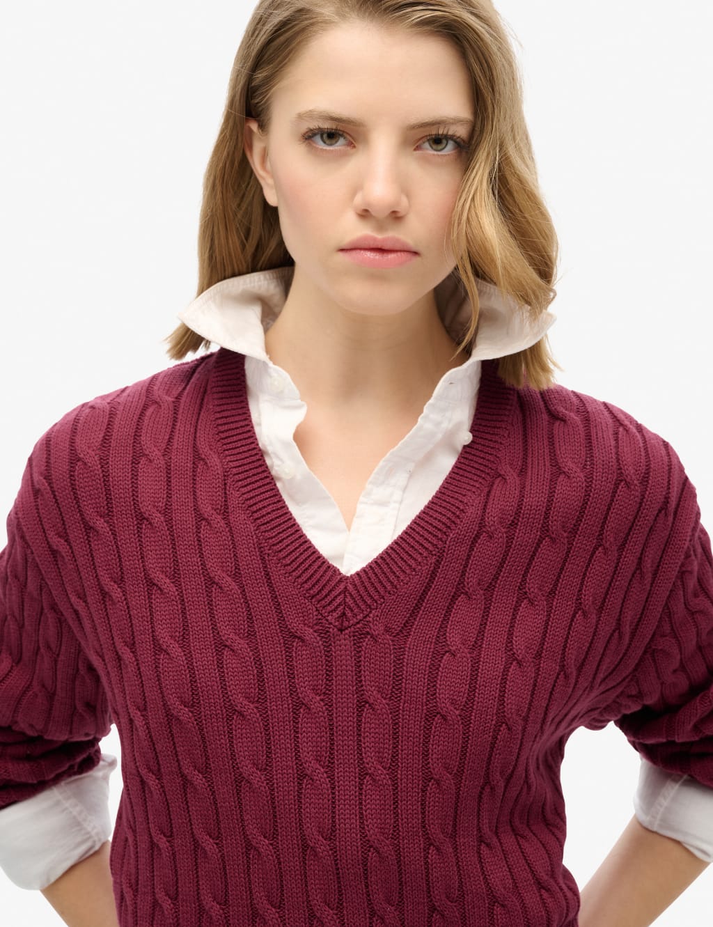 Pure Cotton Cable Knit V-Neck Jumper 4 of 5