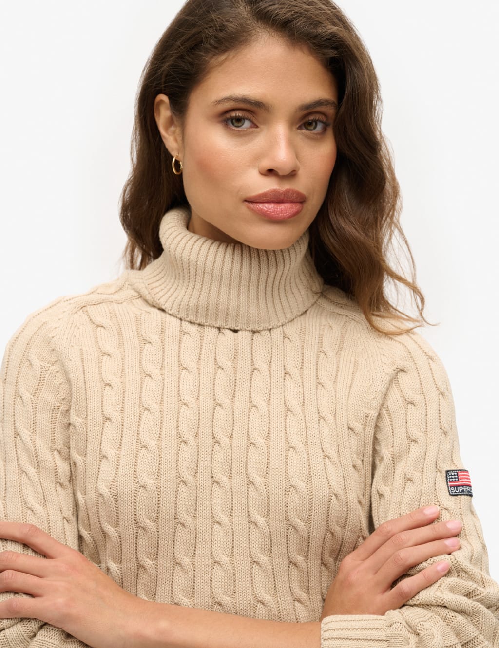 Pure Cotton Cable Knit Roll Neck Jumper 2 of 5