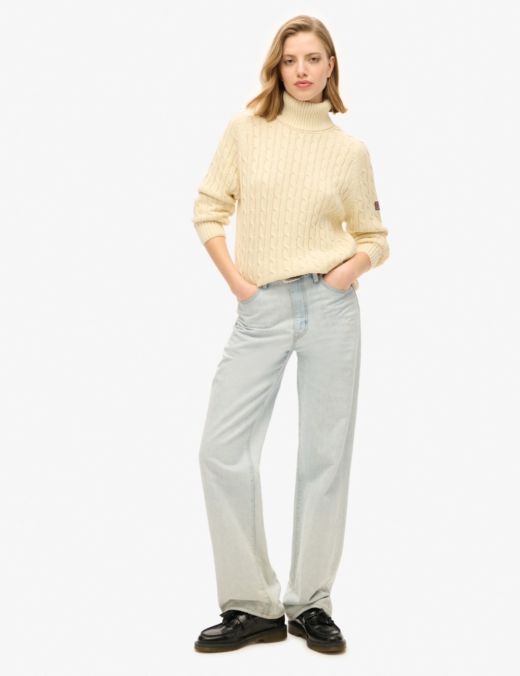 Pure Cotton Cable Knit Roll Neck Jumper 2 of 6