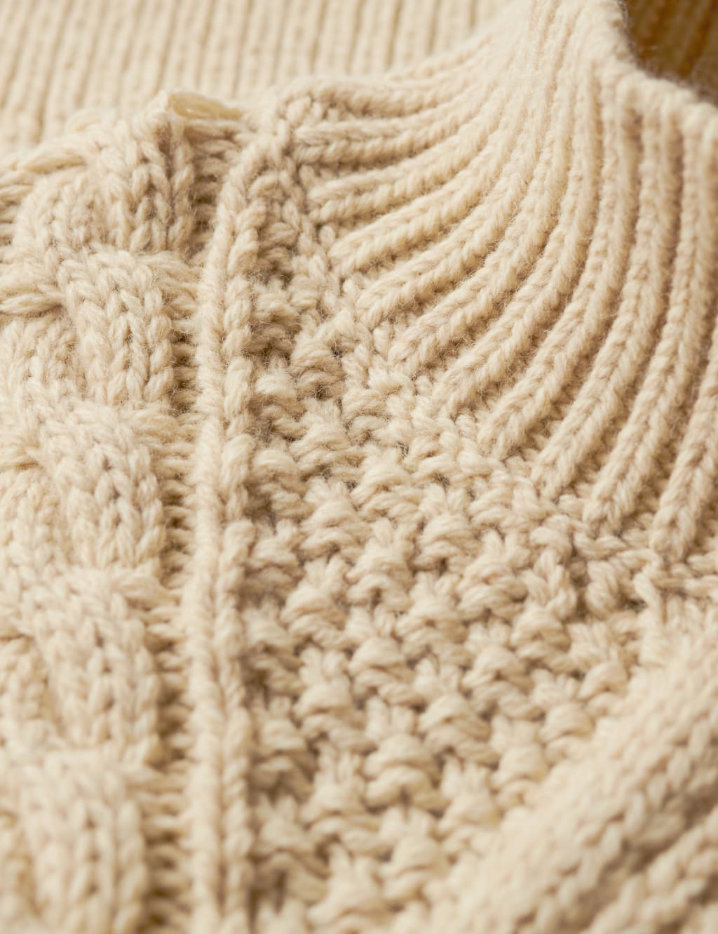 Cable Knit Funnel Neck Jumper with Wool 5 of 6