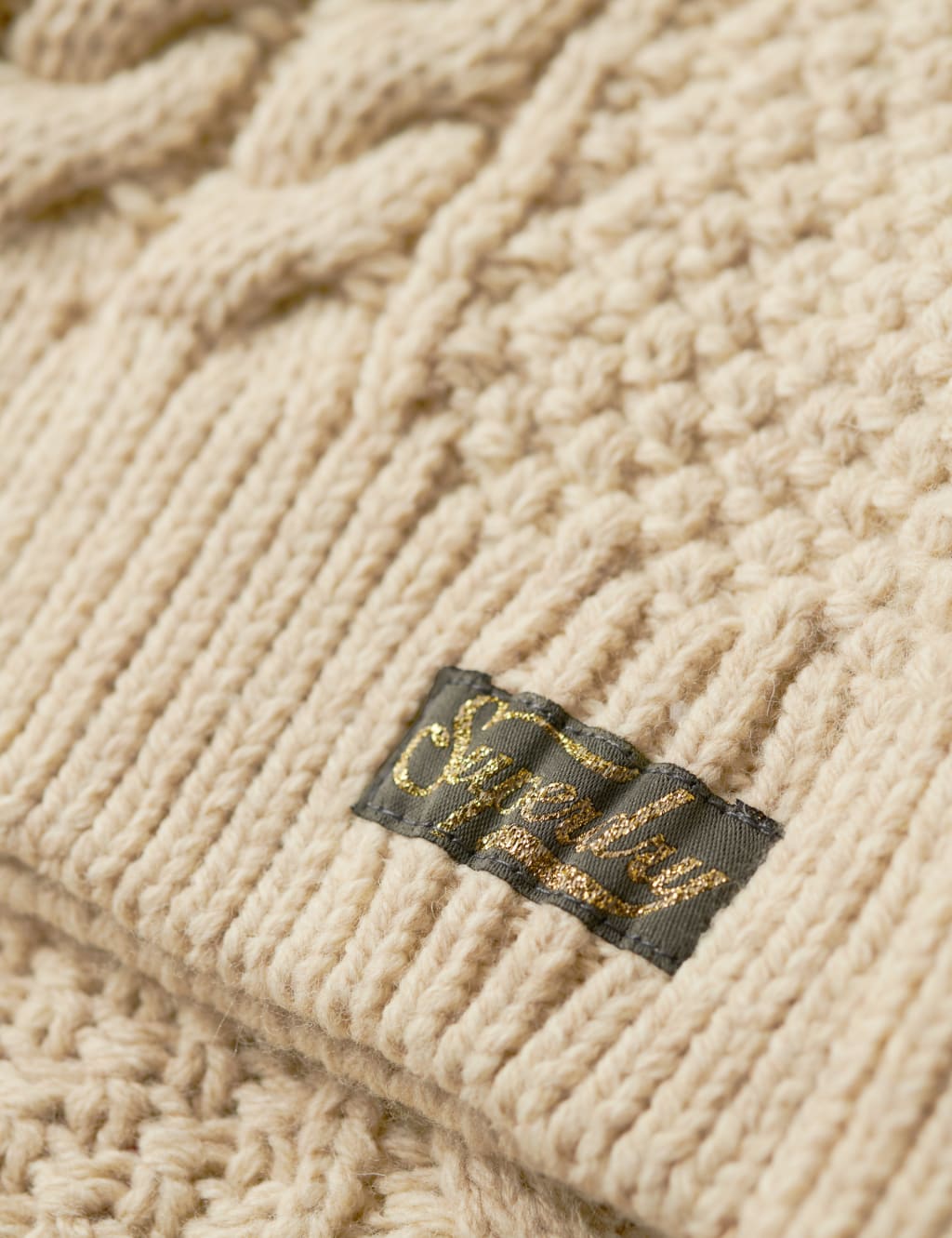 Cable Knit Funnel Neck Jumper with Wool 6 of 6