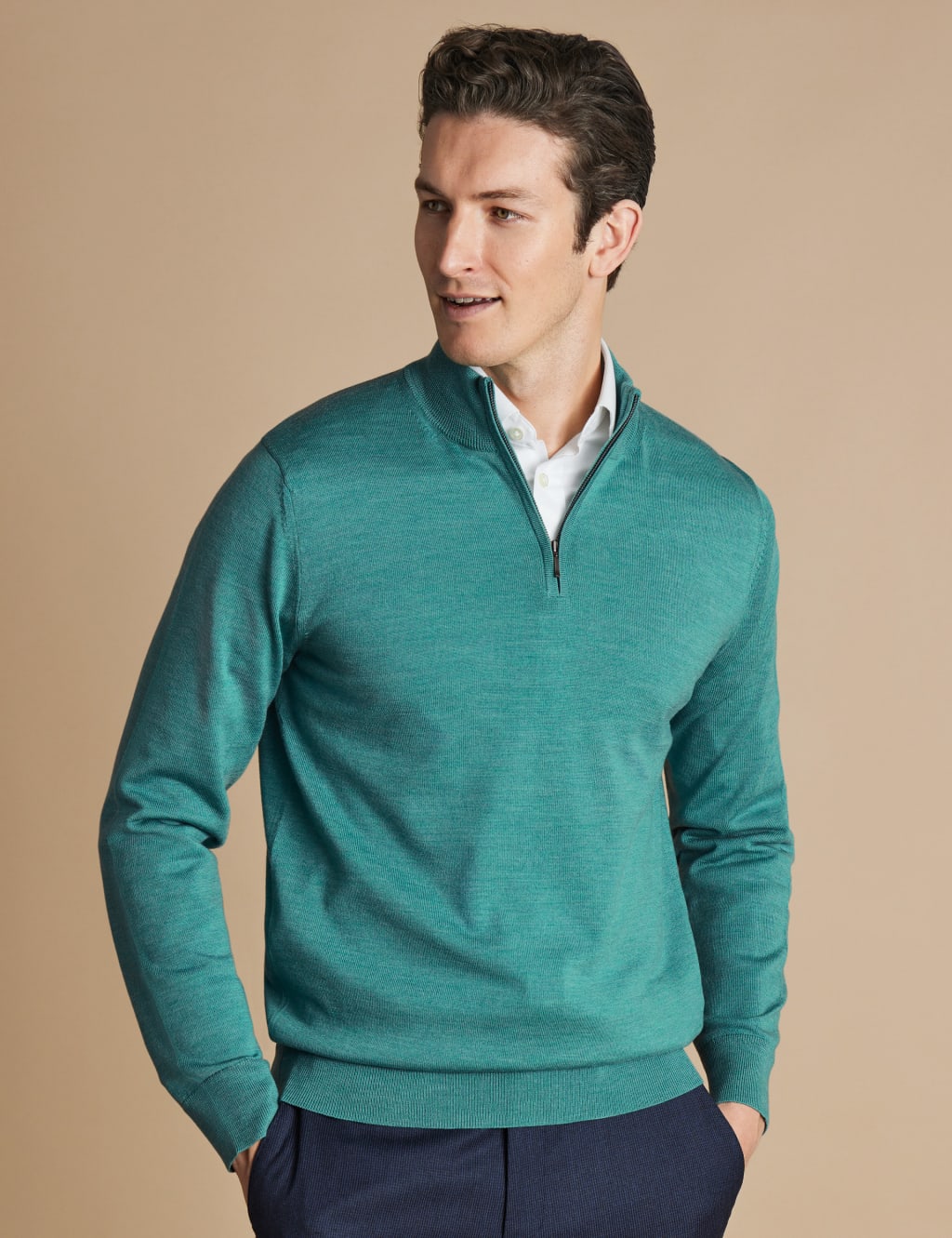 Pure Merino Wool Half Zip Jumper