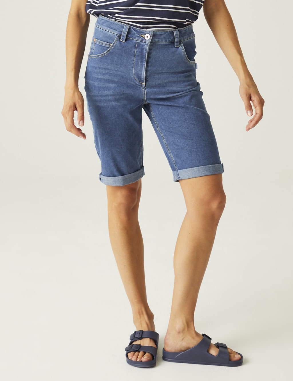 Erdre Denim Knee Length Shorts 3 of 5