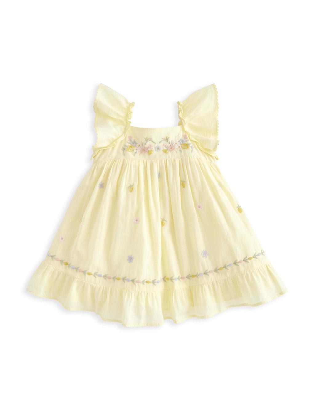 Pure Cotton Frill Embroidered Dress (0-3 Yrs) 2 of 3