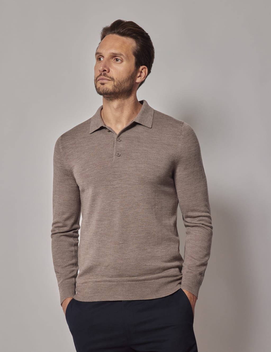 Pure Wool Long Sleeve Polo Shirt 2 of 2