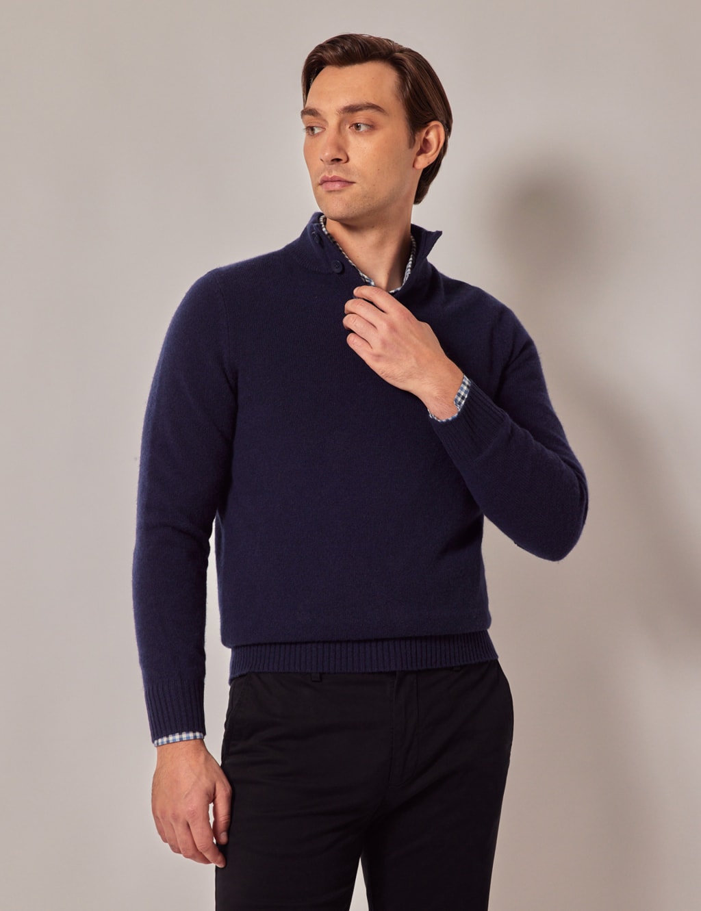 Pure Lambswool Half Button Jumper 2 of 8