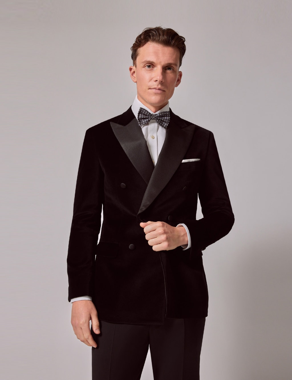 Cotton Rich Velvet Double Breasted Jacket Hawes Curtis M S