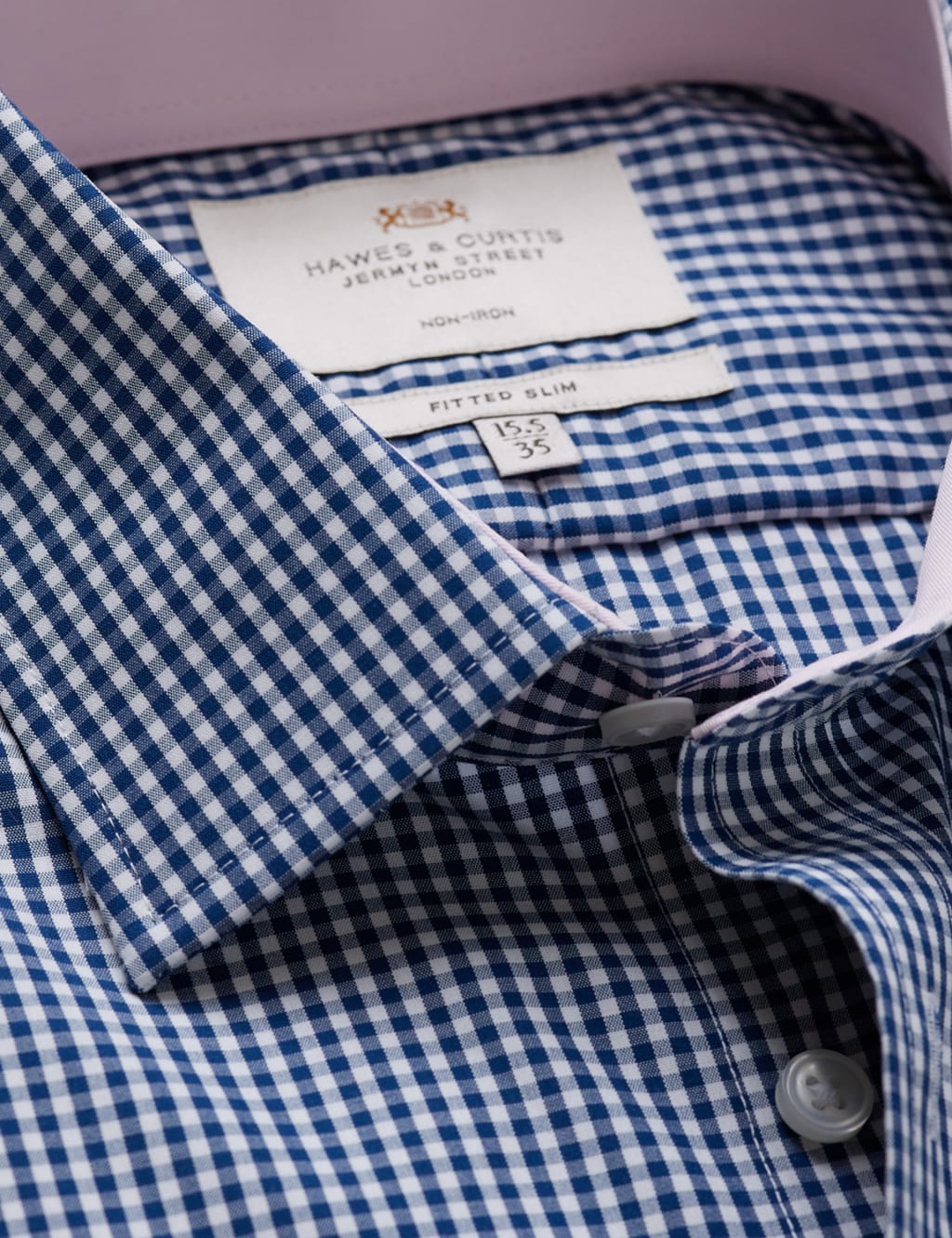 Slim Fit Easy Iron Pure Cotton Gingham Shirt 2 of 2