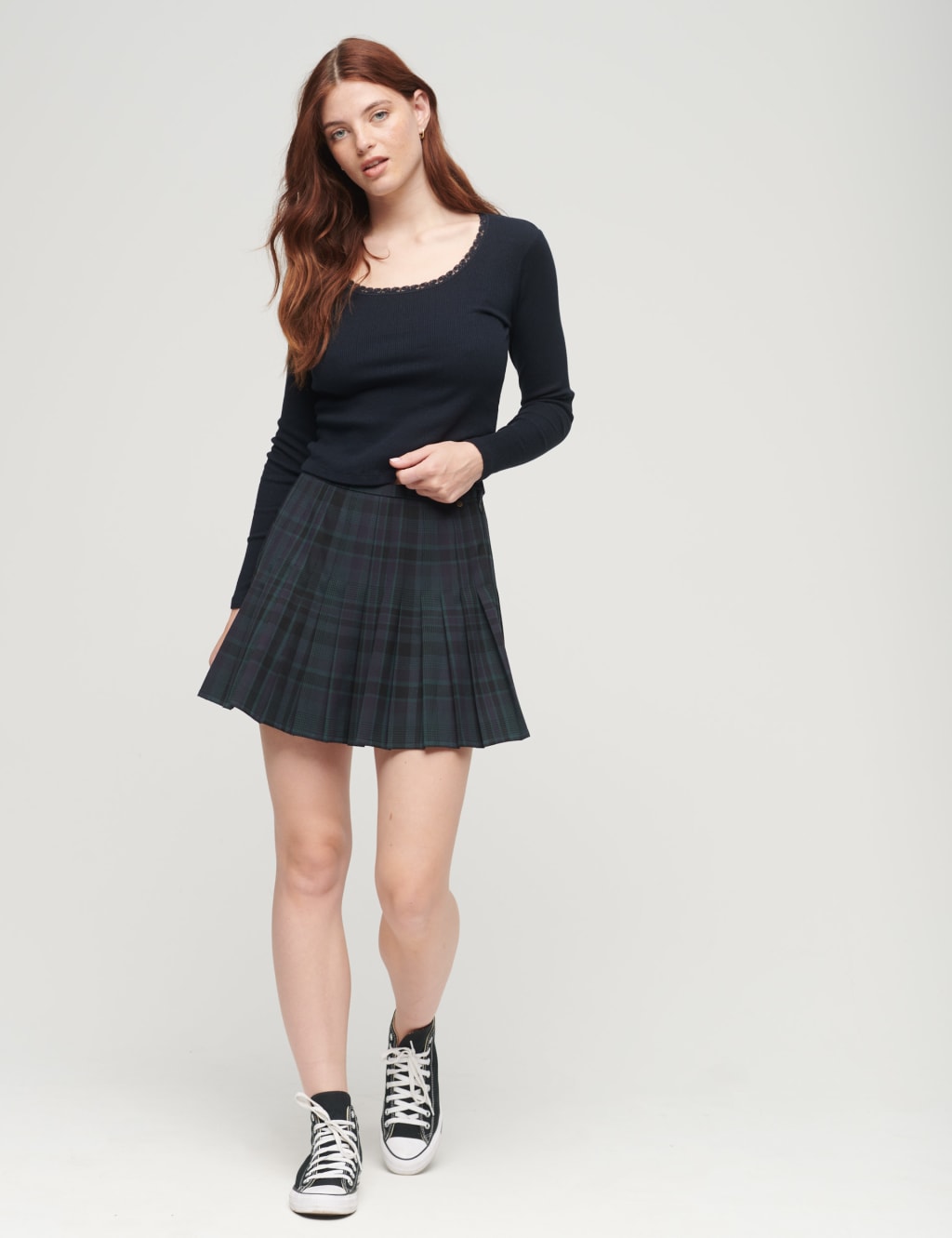 Cotton Rich Ribbed Lace Trim Top 2 of 3