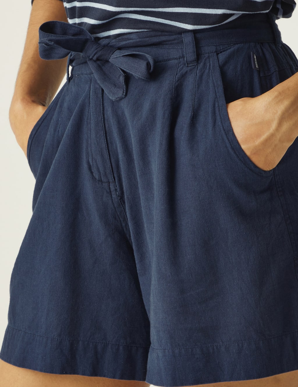 Sabela Cotton Rich Paperbag Shorts with Linen