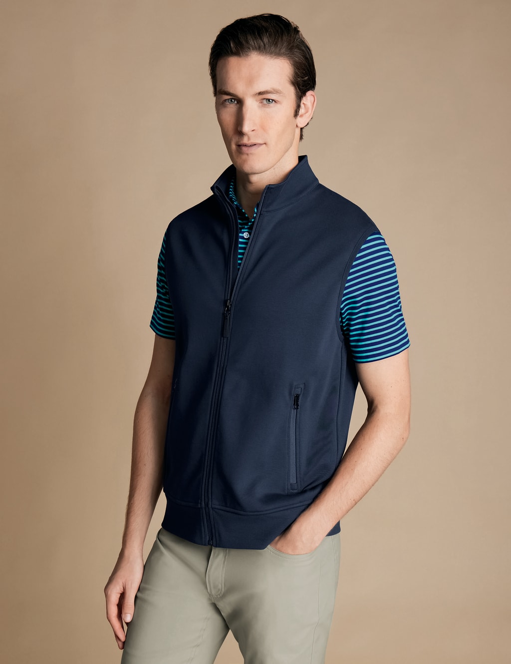 Pure Cotton Funnel Neck Zip Up Gilet 1 of 7