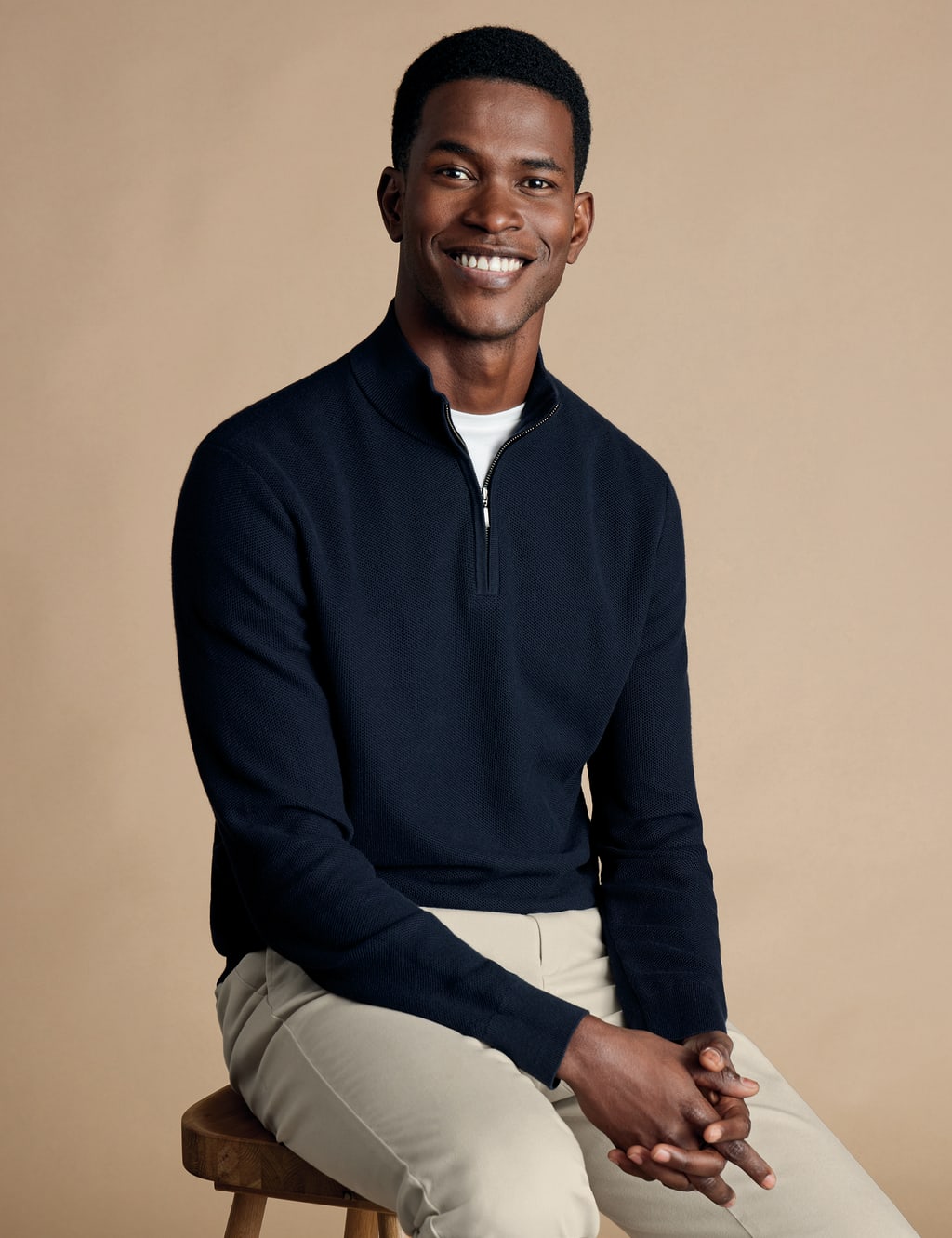 Pure Cotton Textured Half Zip Jumper 4 of 6