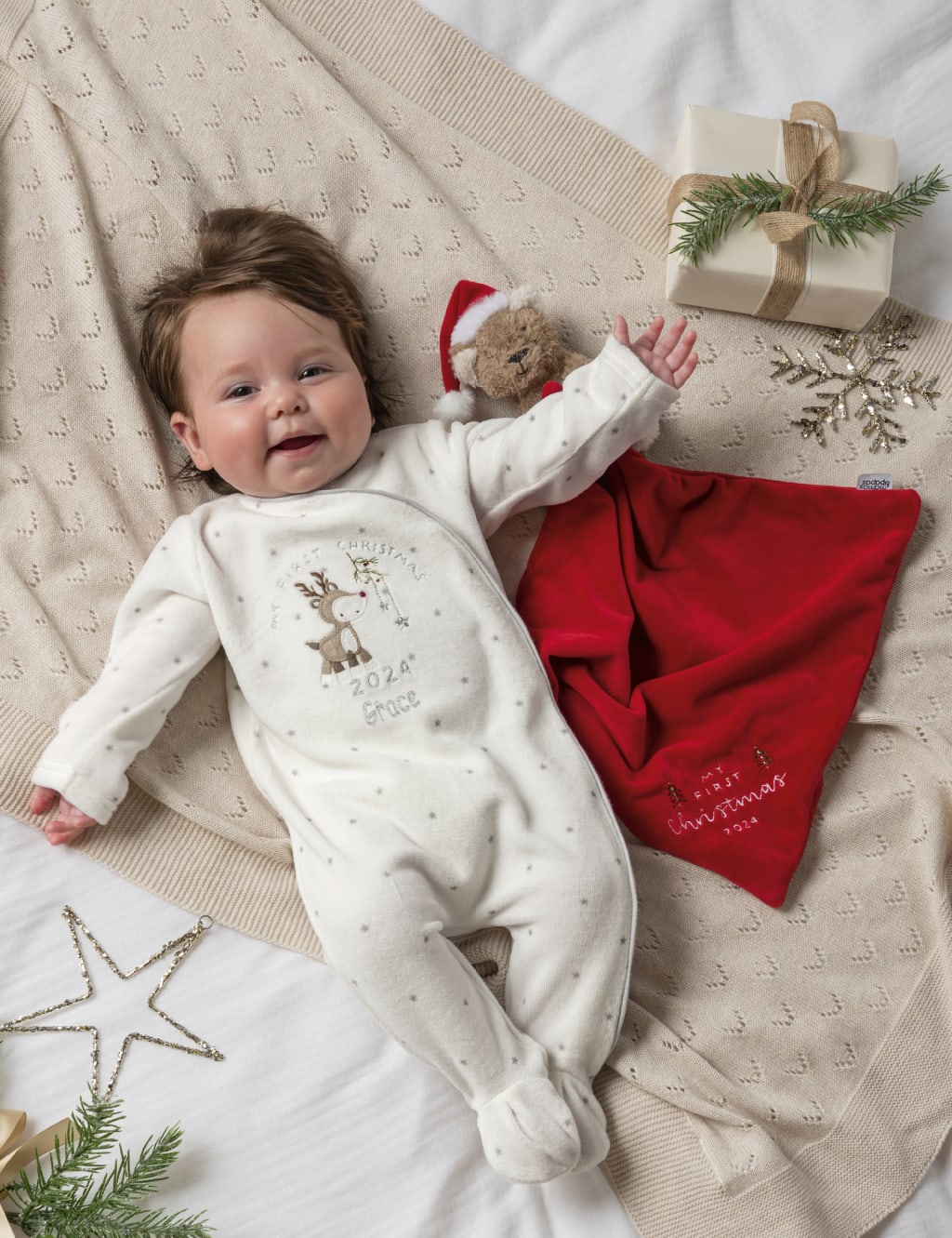 My First Christmas Bear Comforter 0 Mths Mamas Papas M S