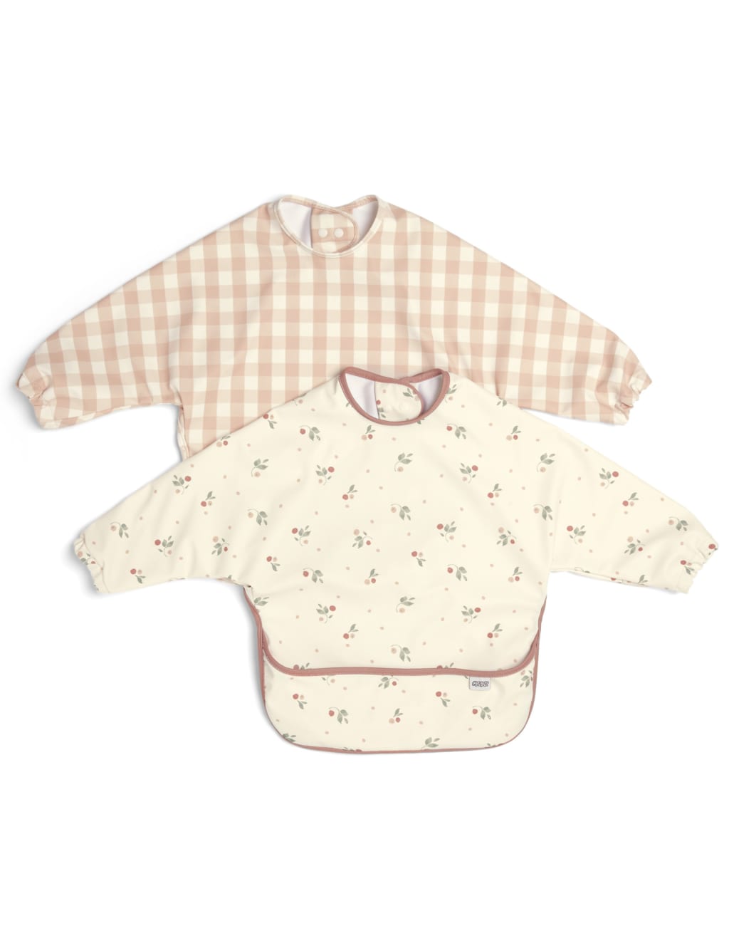 2pk Checked & Cherry Dribble Bibs 2 of 4