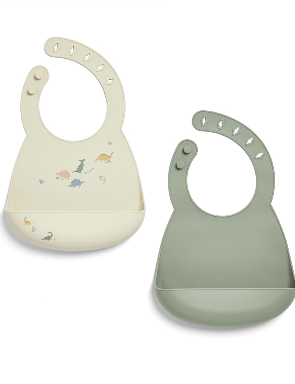 2pk Plain & Dinosaur Dribble Bibs 2 of 4