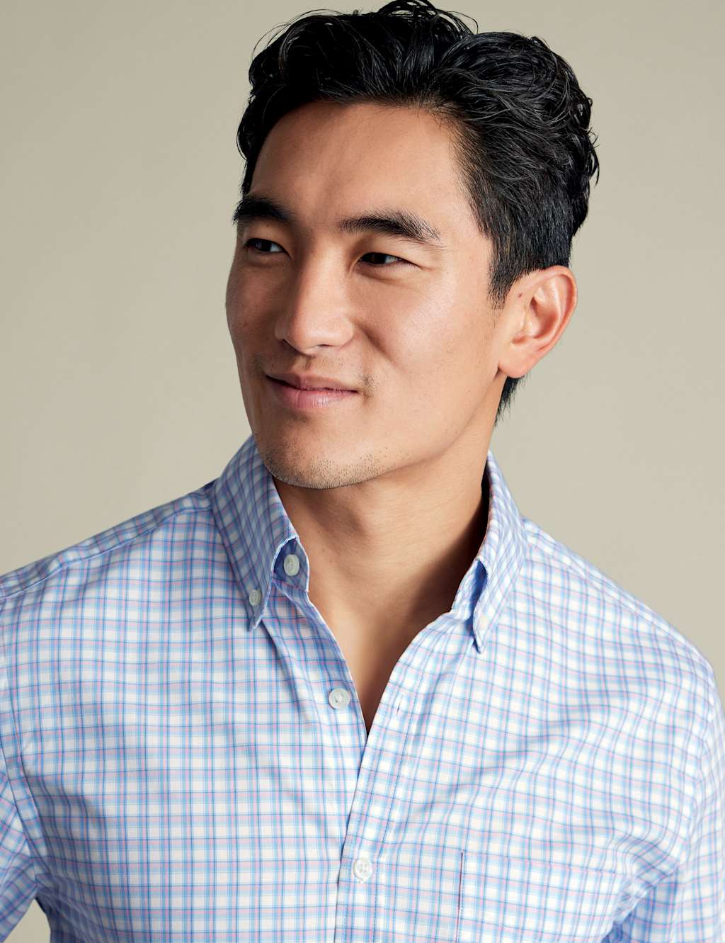 Non Iron Slim Fit Stretch Check Oxford Shirt 3 of 5