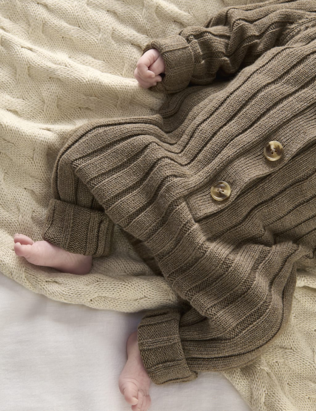 Pure Cotton Knitted Hooded Romper (7lbs-12 Mths) | Mamas