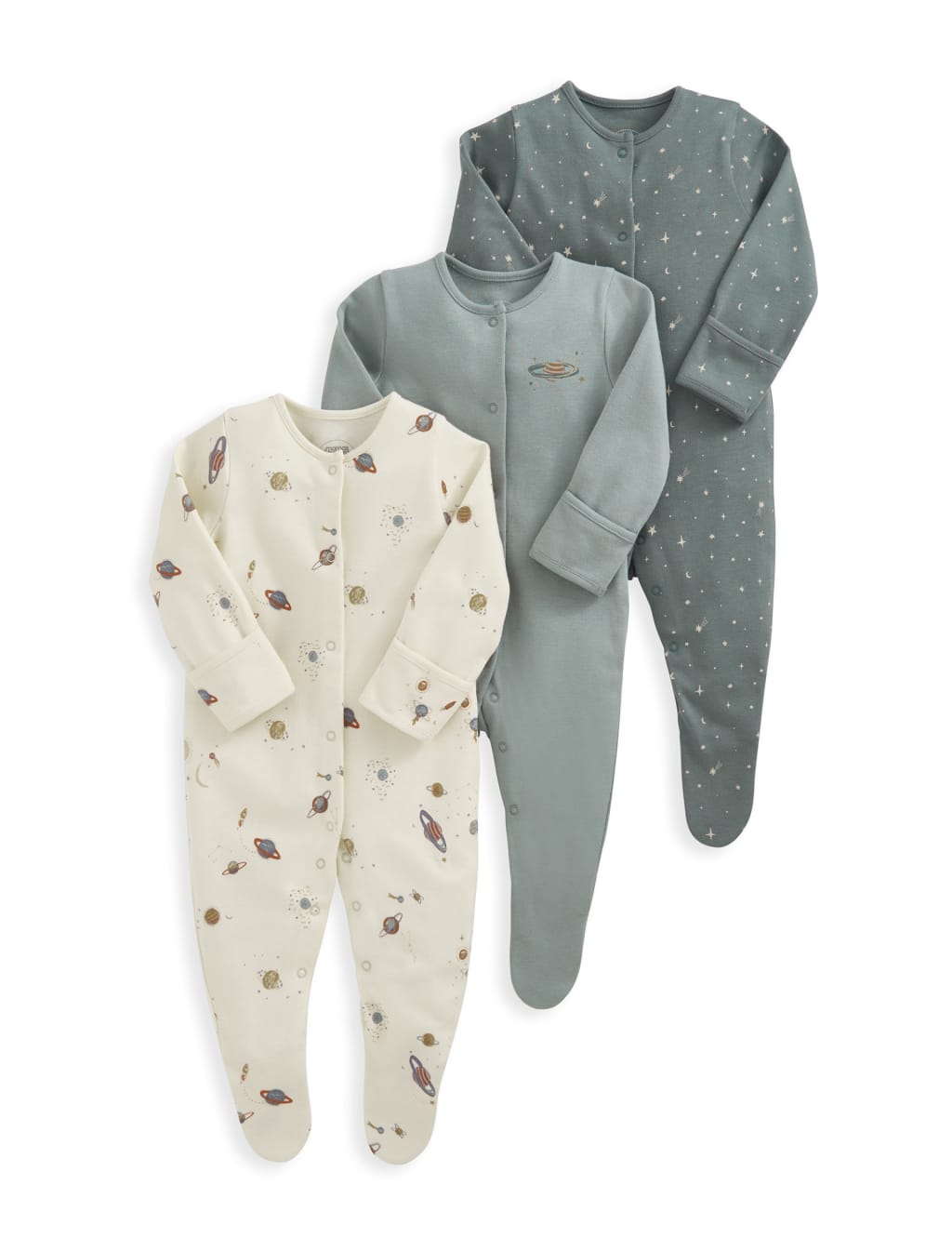 3pk Pure Cotton Planet Sleepsuits (0-24 Mths) 2 of 2