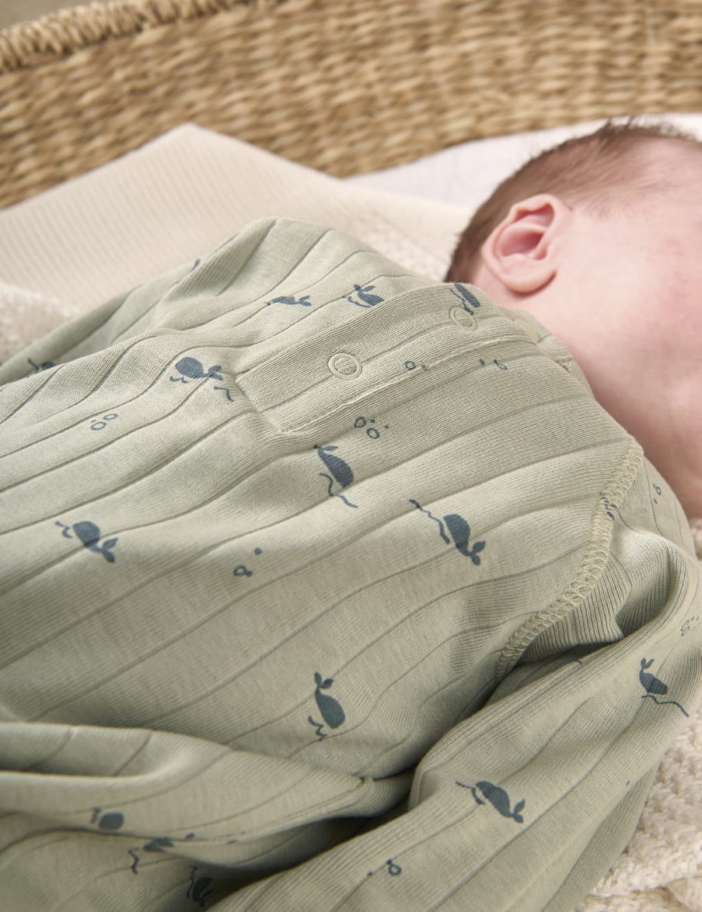 Pure Cotton Whale Sleepsuit (0-9 Mths) 2 of 5