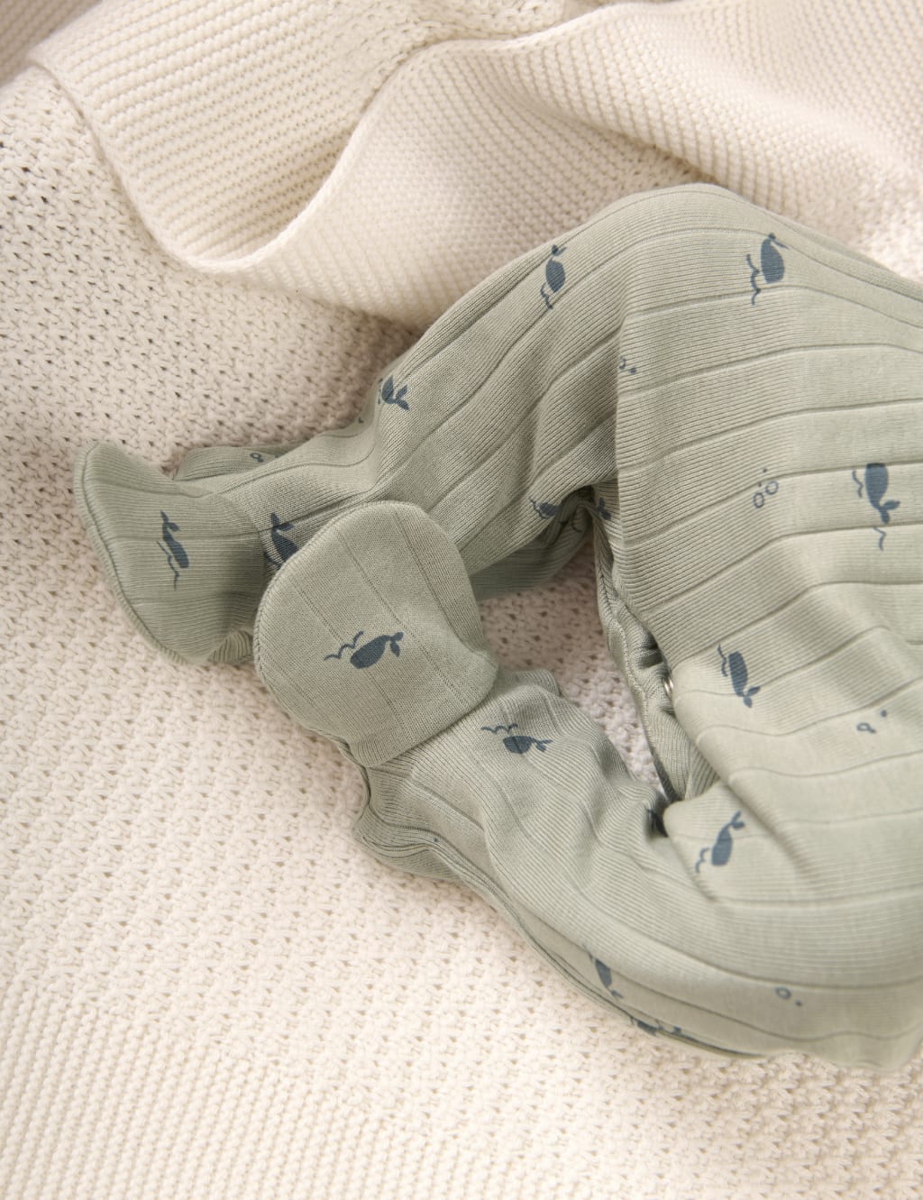 Pure Cotton Whale Sleepsuit (0-9 Mths) 3 of 5