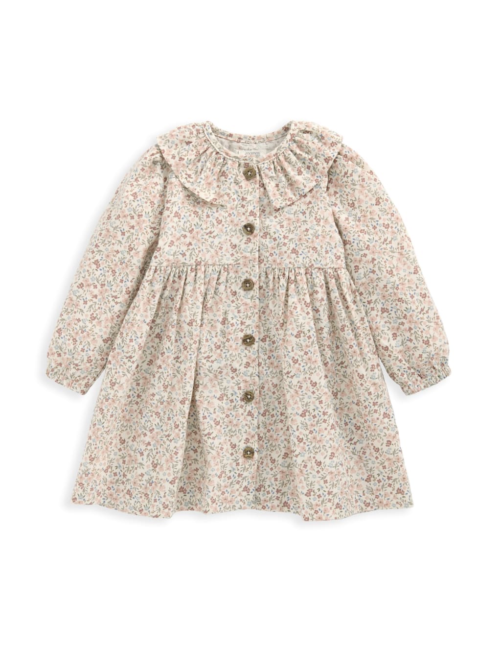 Pure Cotton Floral Cord Dress with Tights (0-12 Mths) 2 of 5
