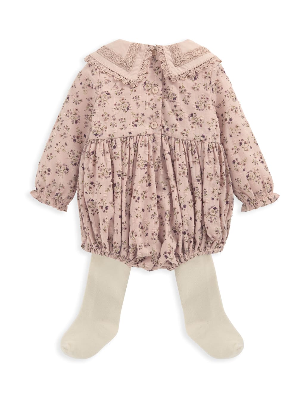 Cotton Rich Floral Romper with Tights (0-24 Mths) 2 of 5
