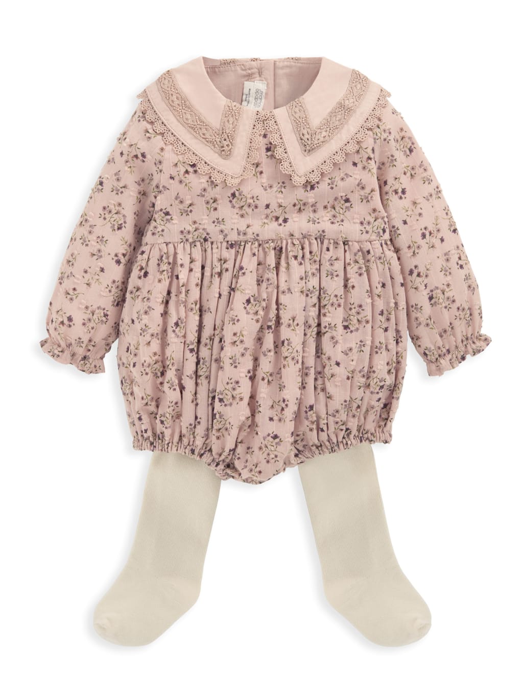 Cotton Rich Floral Romper with Tights (0-24 Mths) 5 of 5