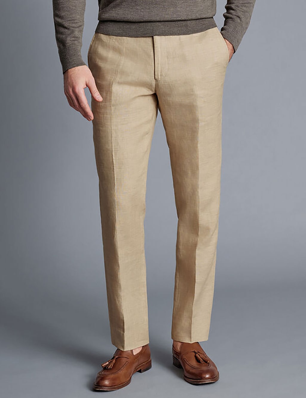 Slim Fit Pure Linen Flat Front Trousers Charles Tyrwhitt M S