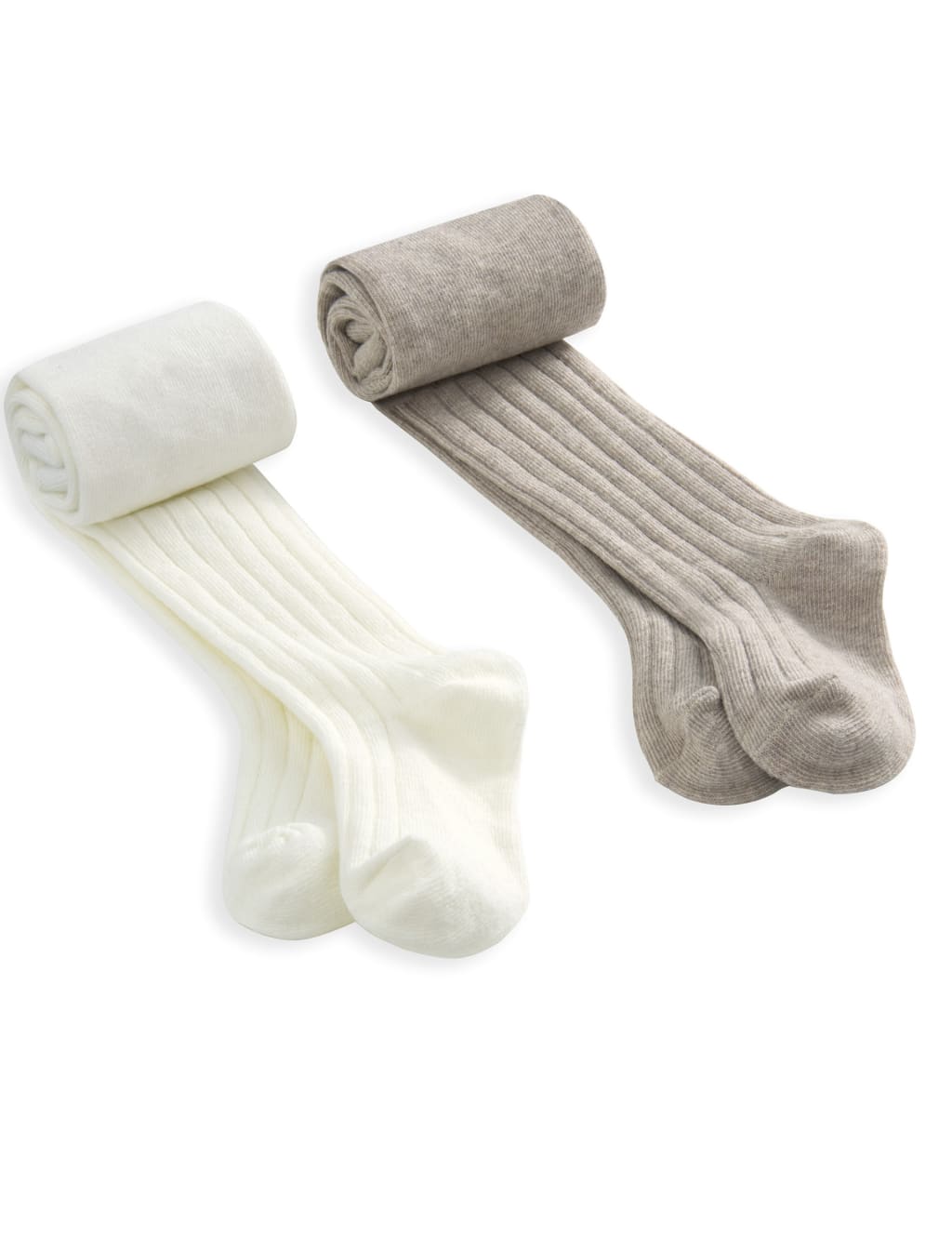 2pk Cotton Rich Ribbed Tights (0-3 Yrs) 2 of 2