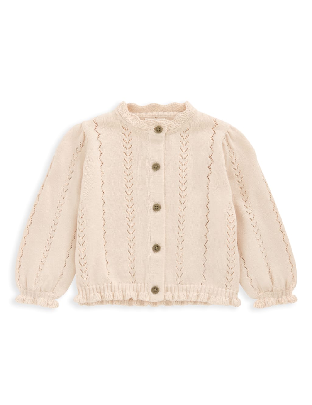 Pure Cotton Knitted Cardigan (7lbs-12 Mths) 2 of 2