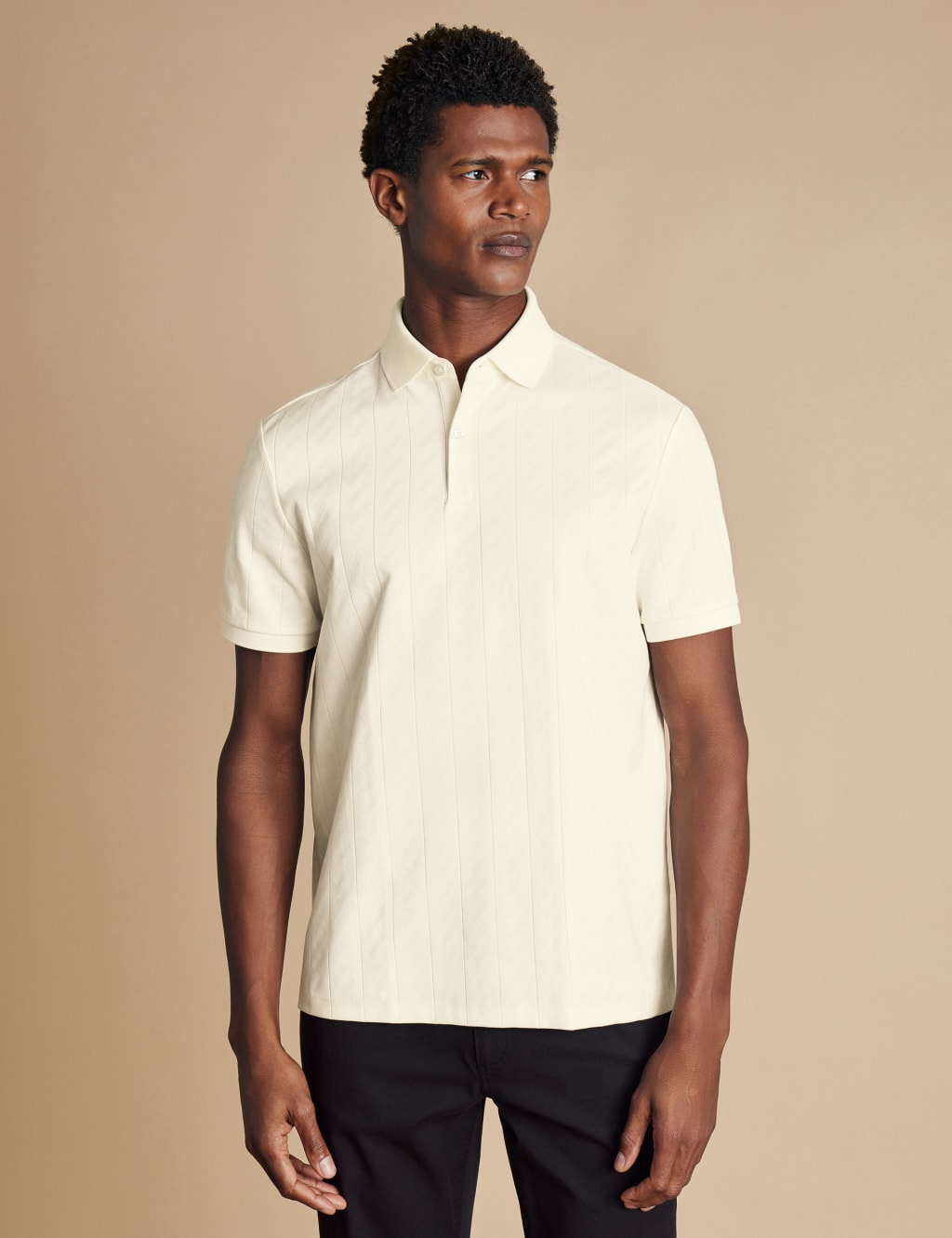Cotton Rich Striped Textured Polo Shirt 1 of 5