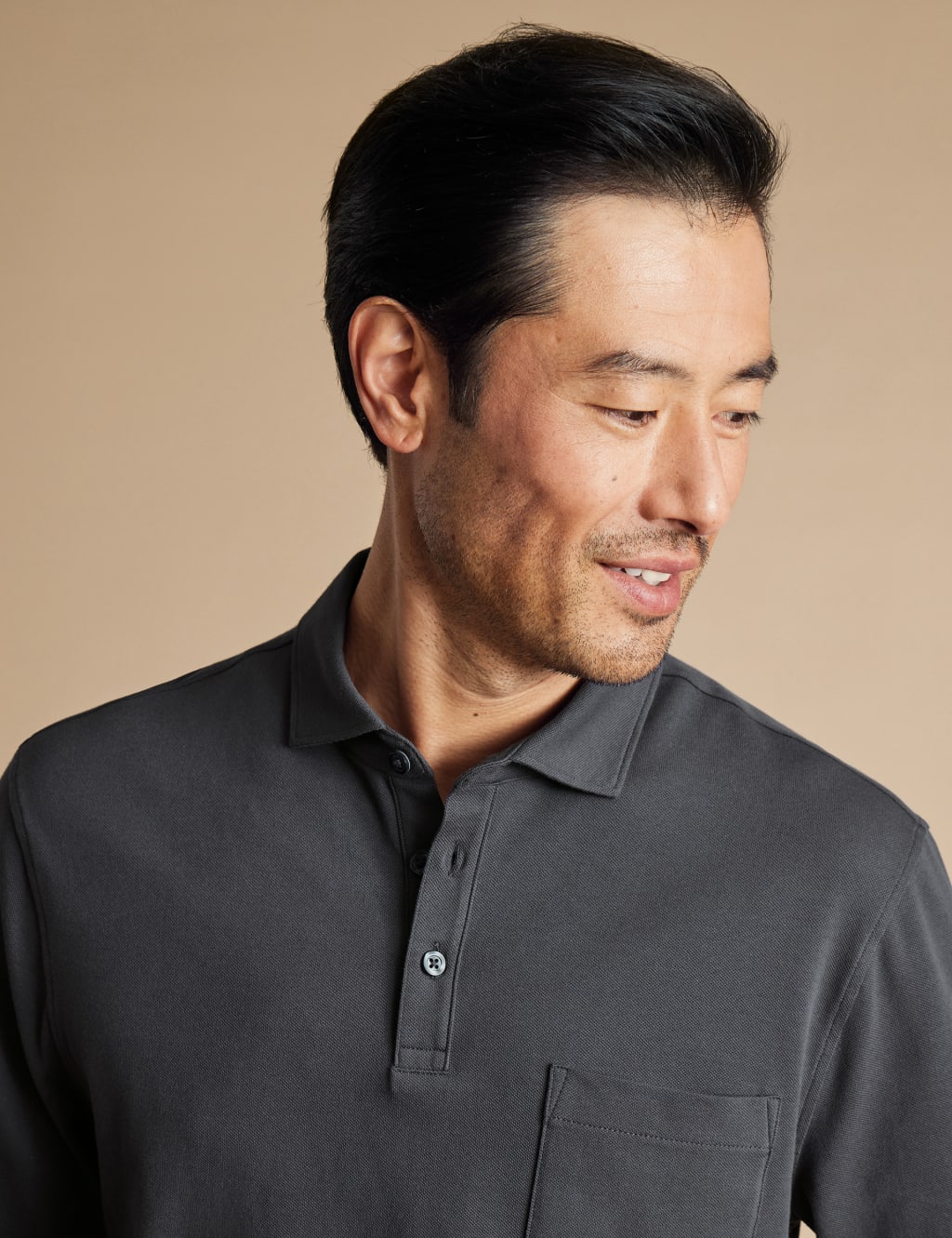 Cotton Rich Pique Long Sleeve Polo Shirt 3 of 6