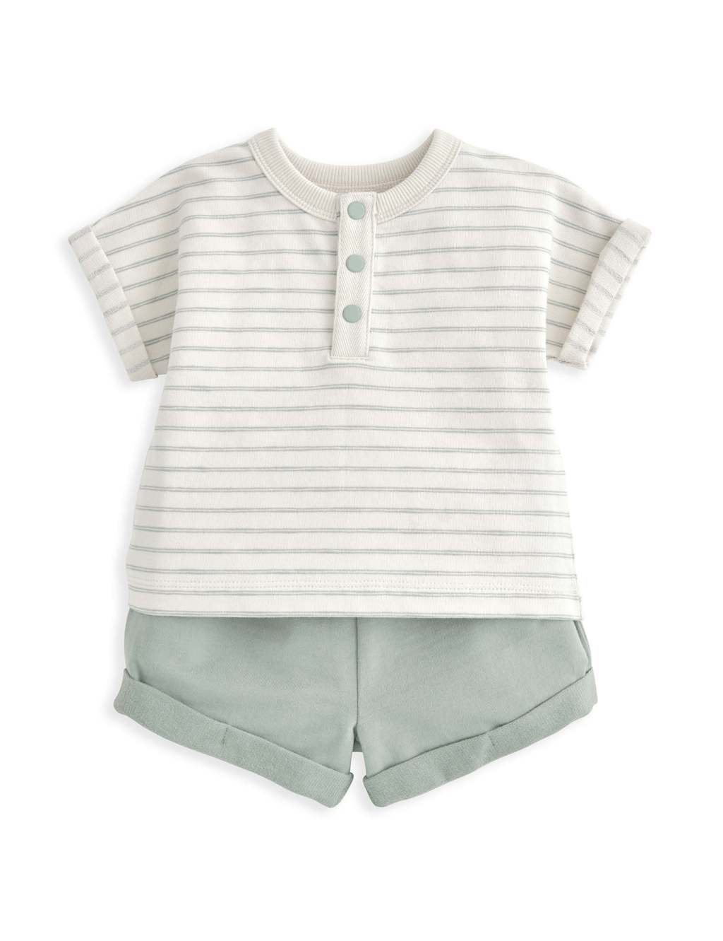 2pc Pure Cotton Striped Top & Bottom Outfit (0-3 Yrs) 2 of 4