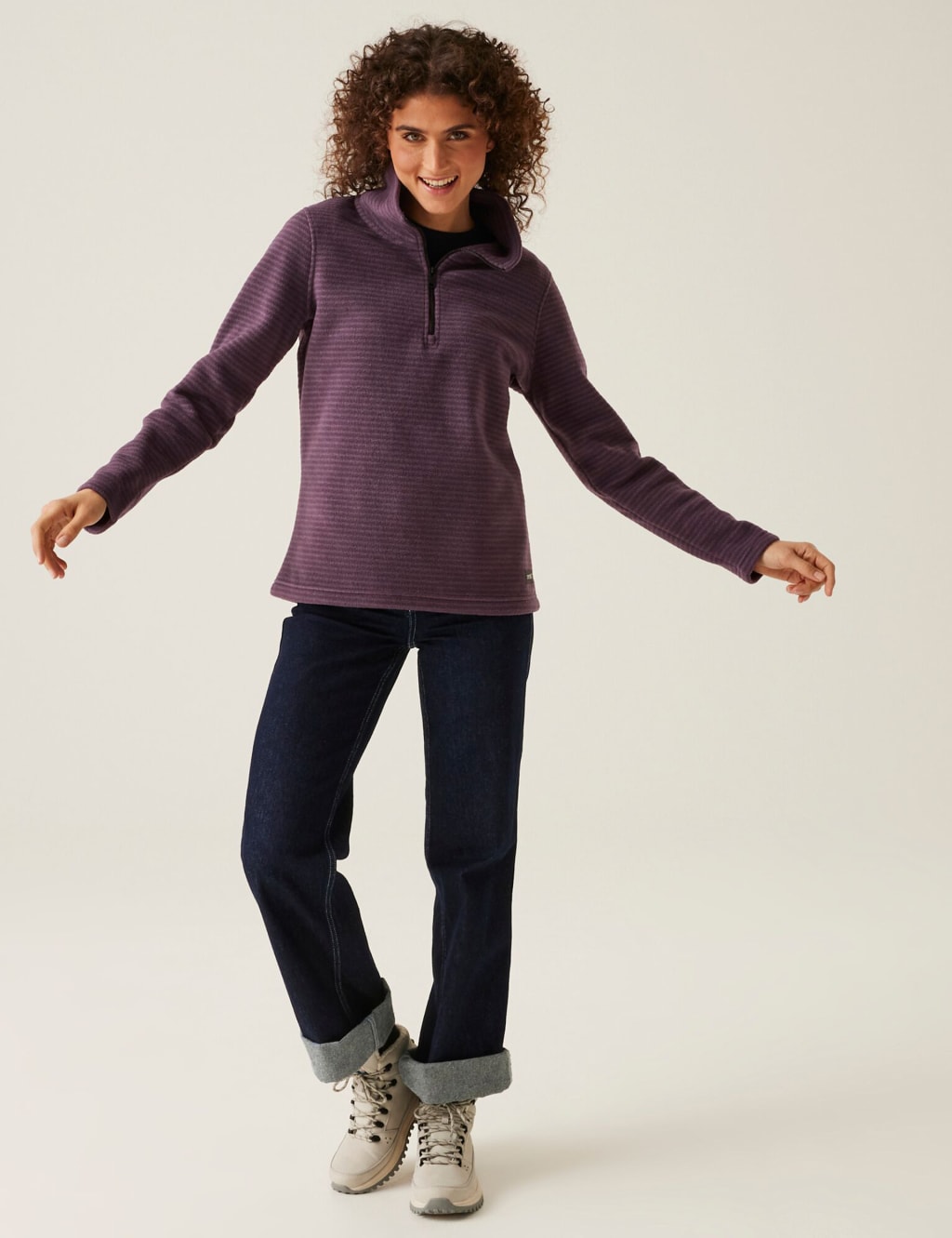 Solenne Striped Funnel Neck Half Zip Fleece 4 of 5