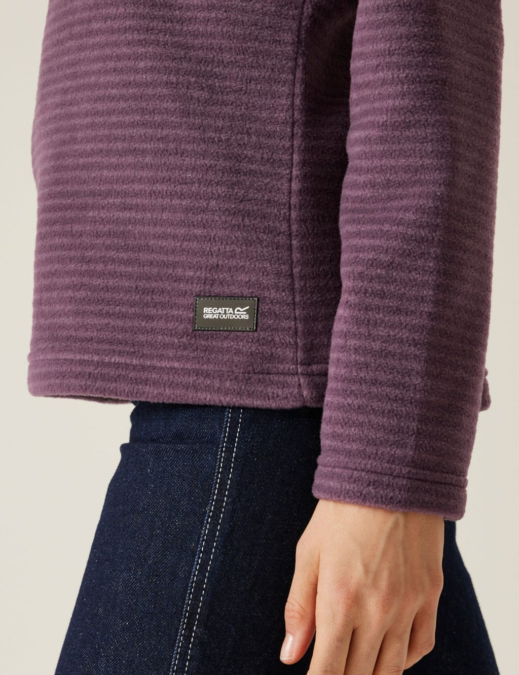 Solenne Striped Funnel Neck Half Zip Fleece 5 of 5