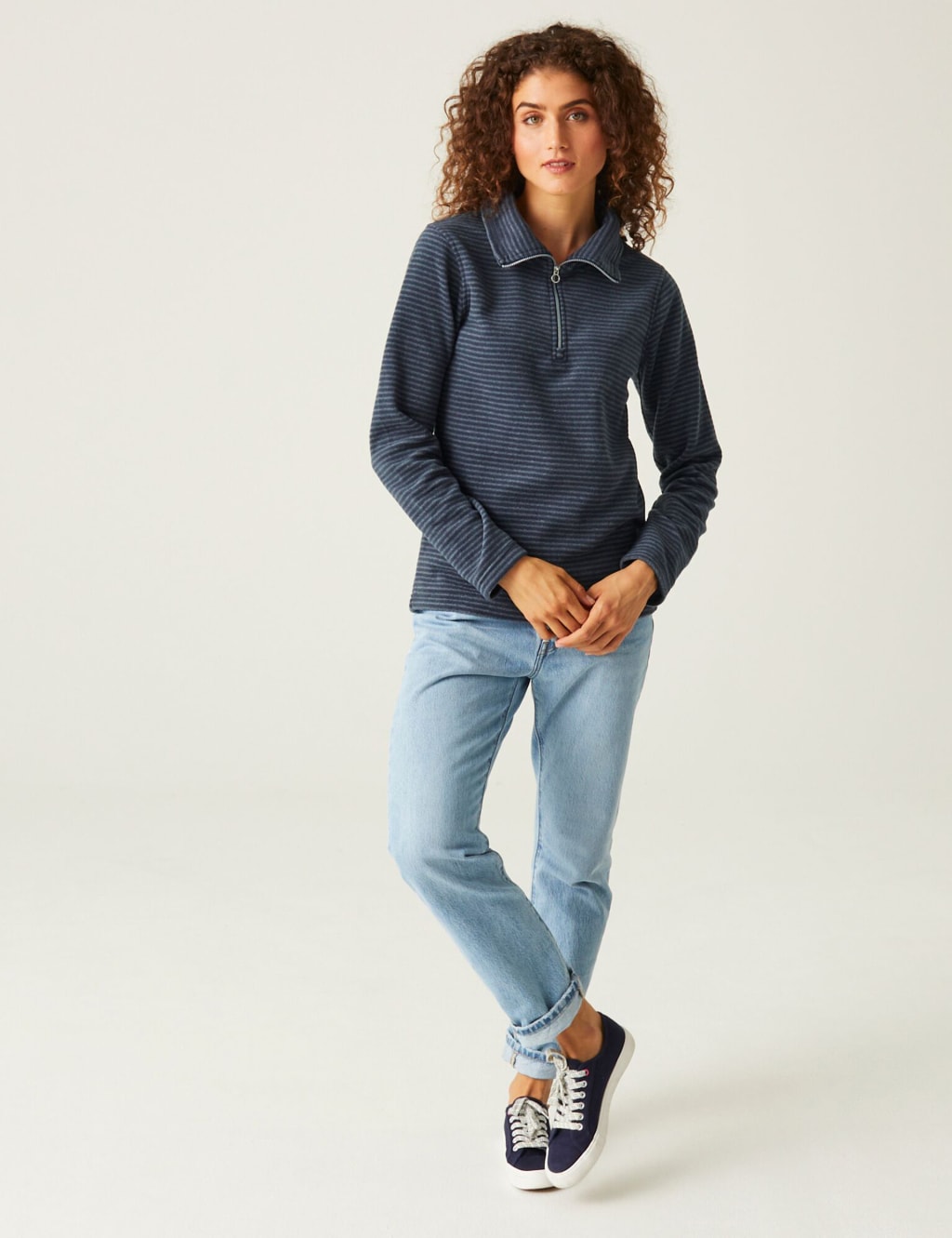 Solenne Striped Funnel Neck Half Zip Fleece 4 of 5