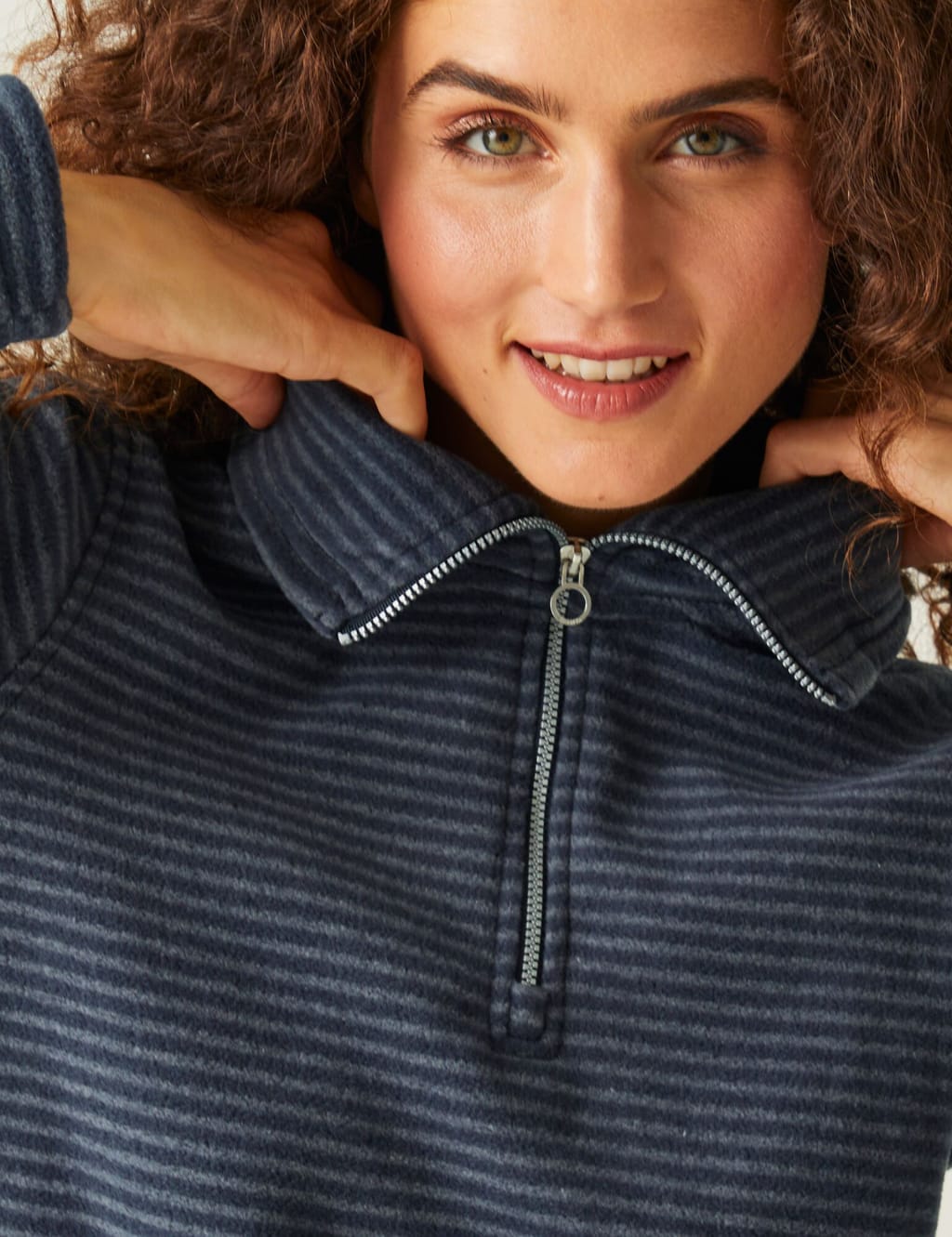Solenne Striped Funnel Neck Half Zip Fleece 5 of 5