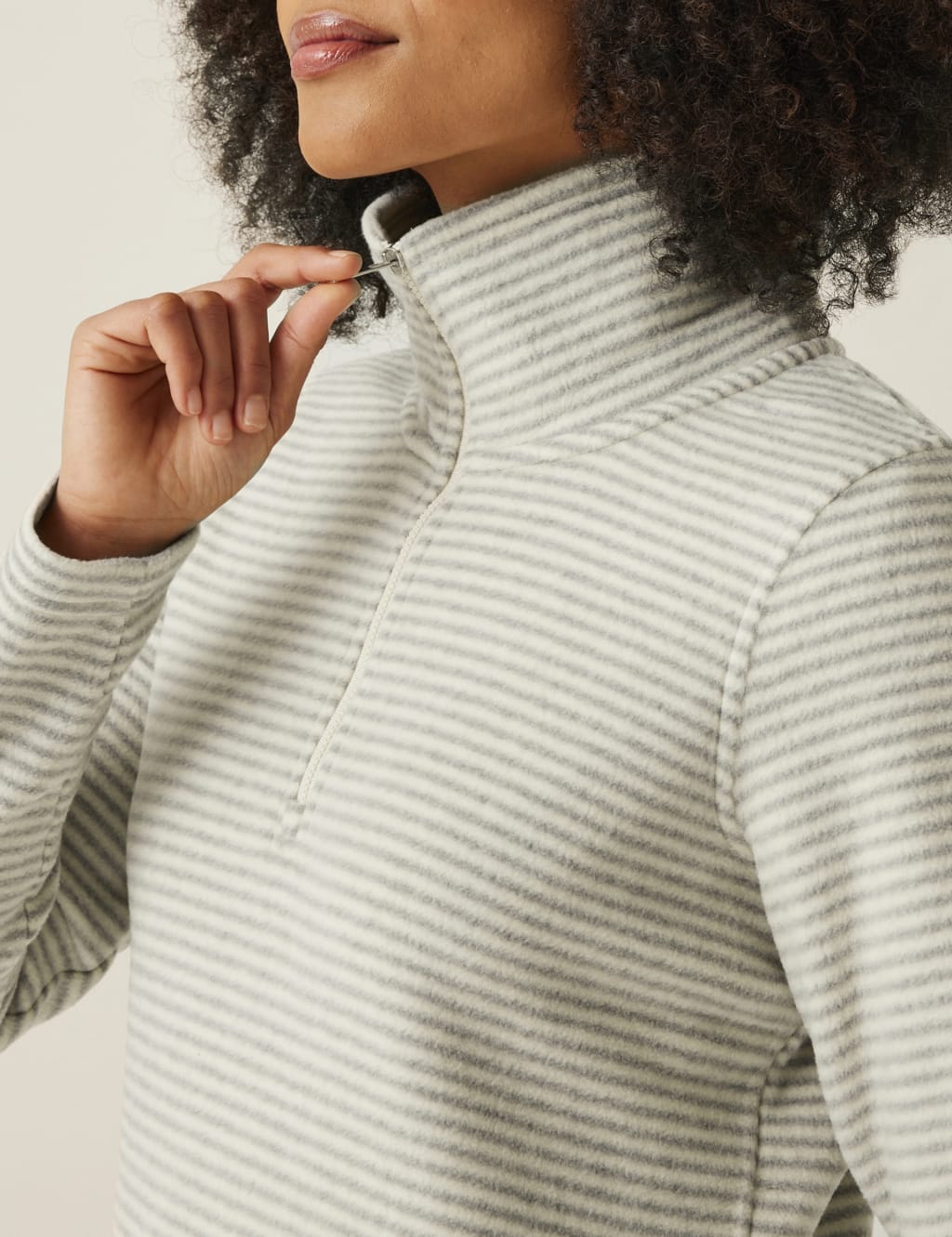 Solenne Striped Funnel Neck Half Zip Fleece 5 of 5