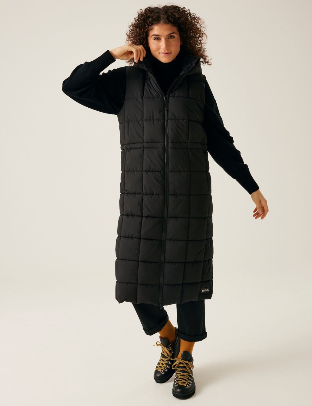 Leandra Hooded Quilted Longline Gilet