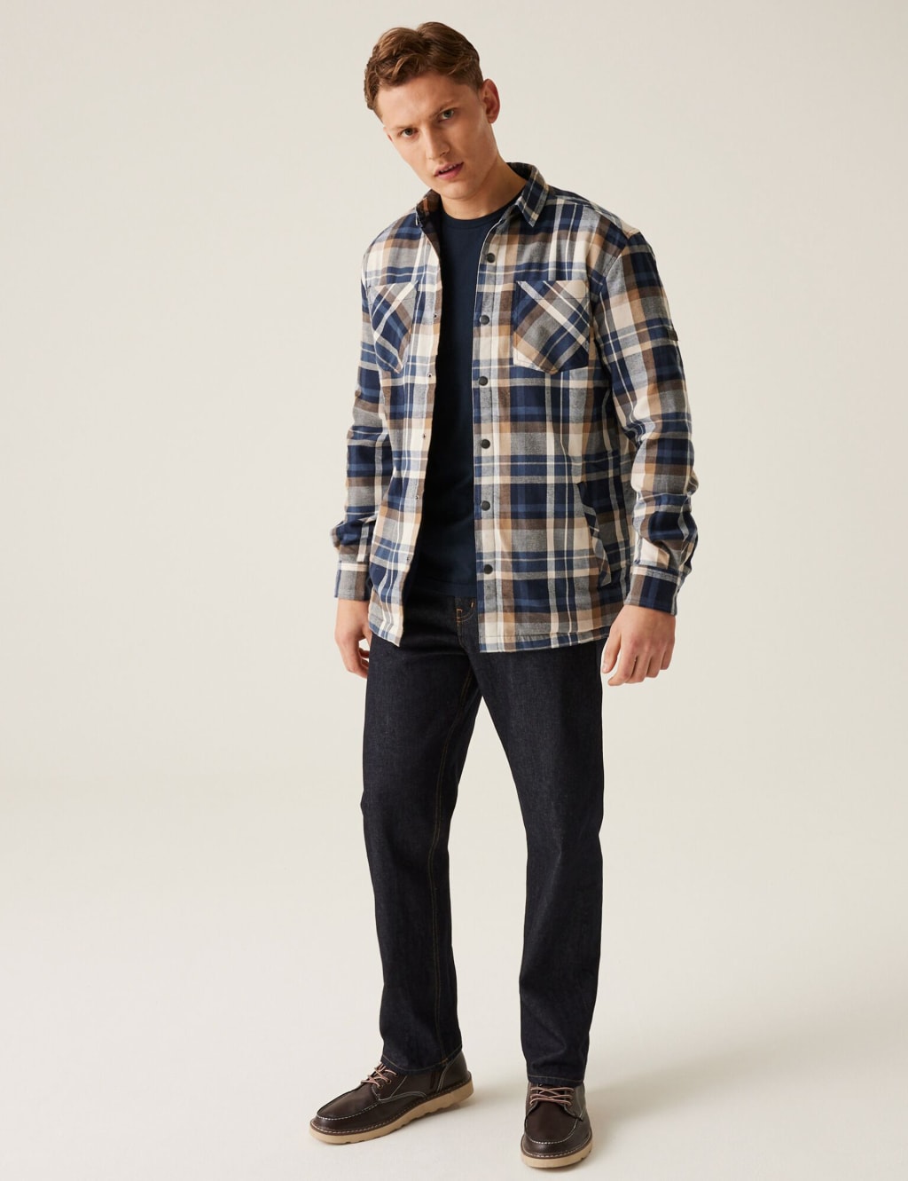 Thamos Cotton Blend Check Flannel Overshirt 3 of 7