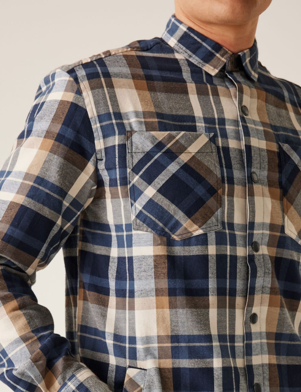 Thamos Cotton Blend Check Flannel Overshirt 5 of 7