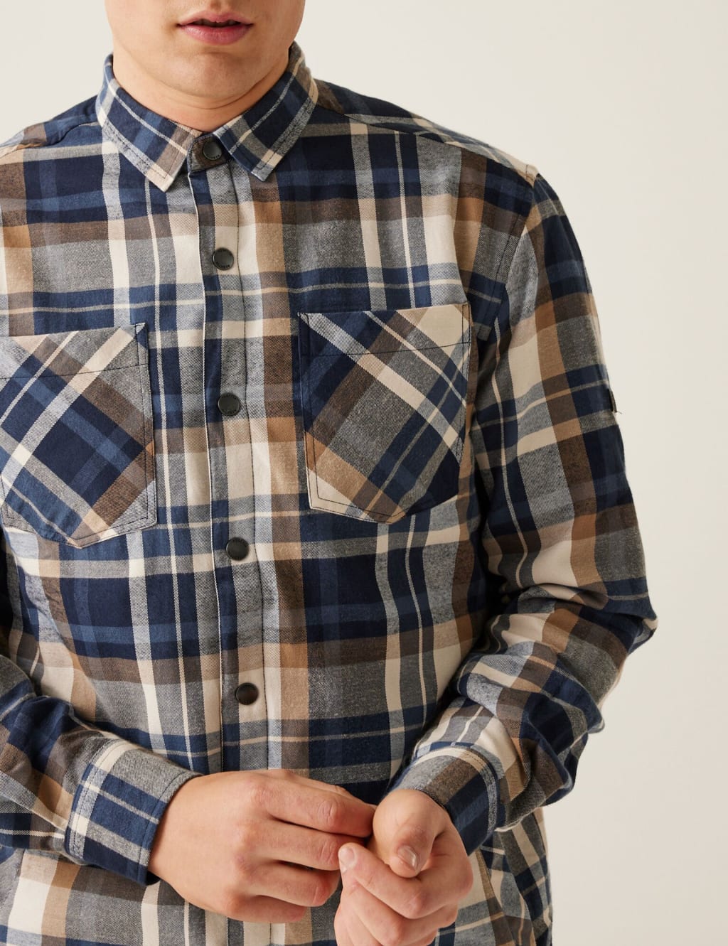 Thamos Cotton Blend Check Flannel Overshirt 6 of 7