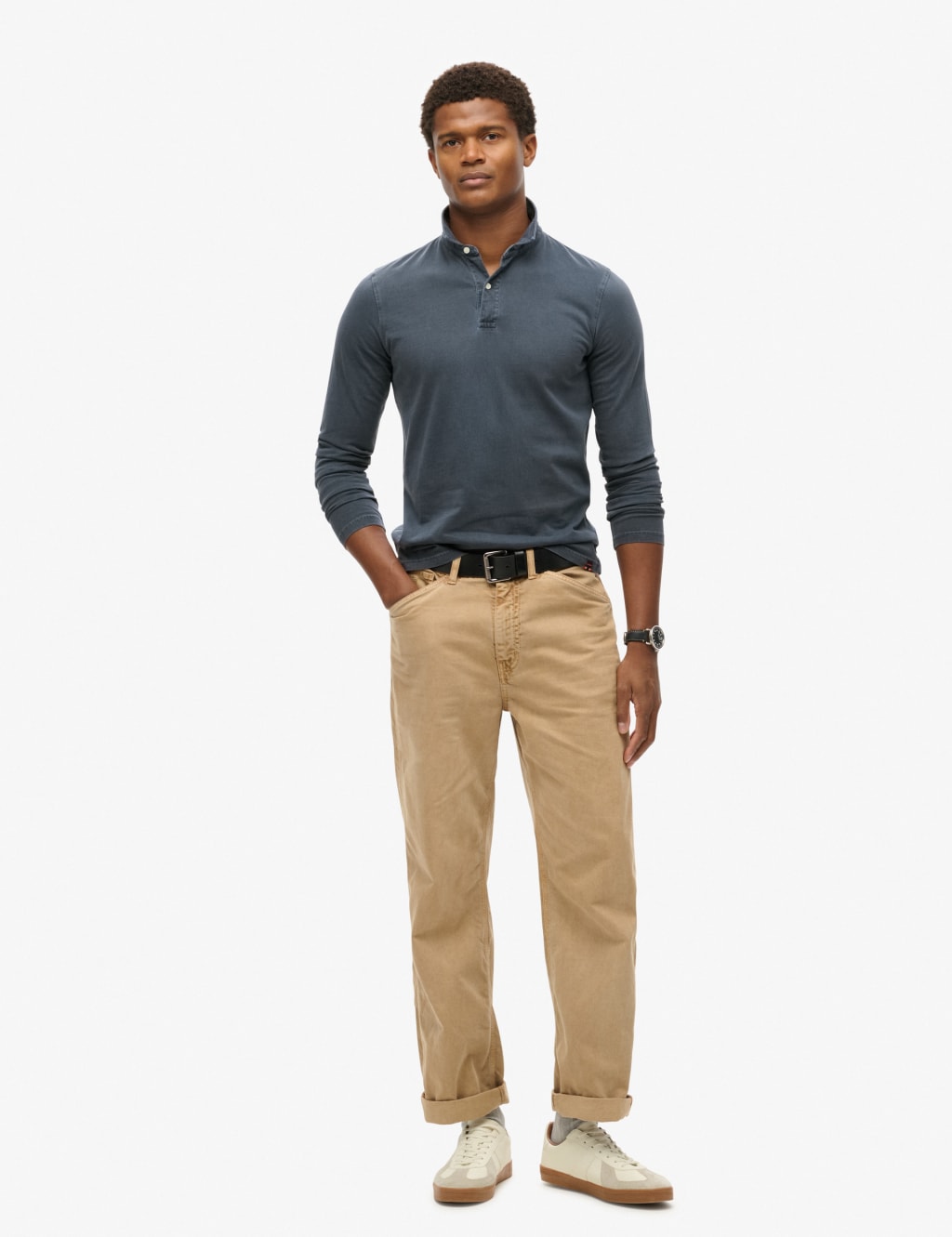 Pure Cotton Long Sleeve Polo Shirt 4 of 5