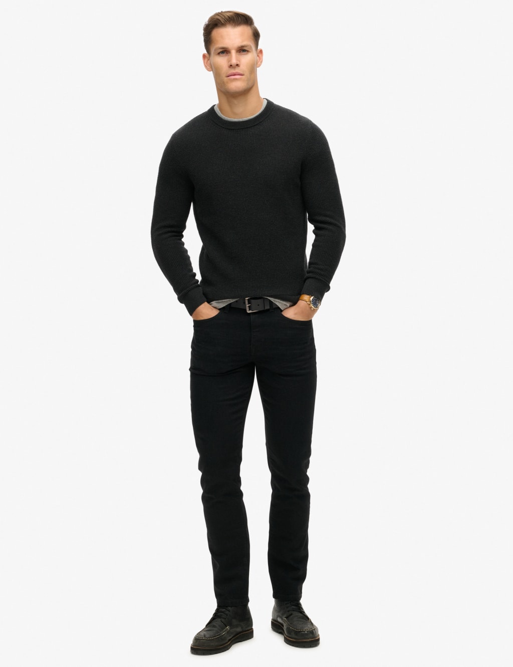 Pure Cotton Textured Crew Neck Jumper 4 of 5