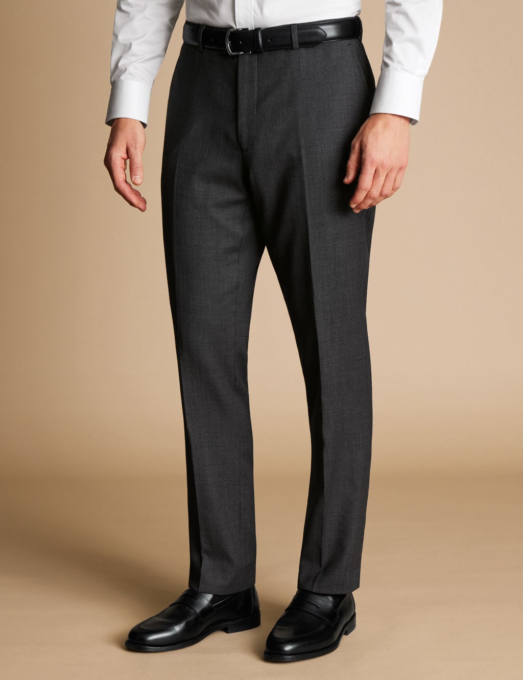 Regular Fit Pure Wool Birdseye Stretch Trousers 1 of 4