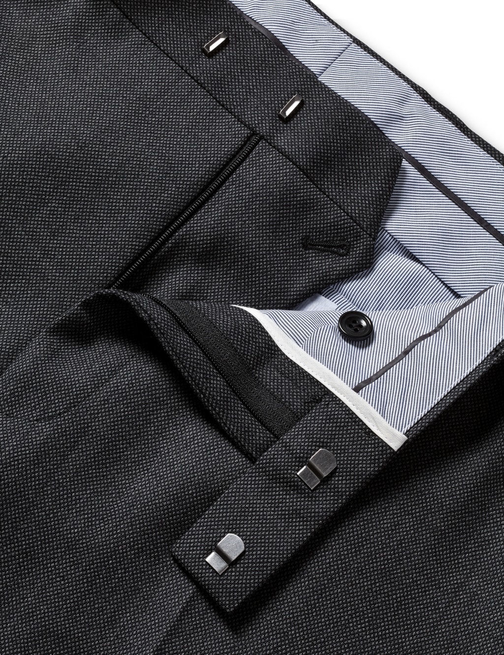 Regular Fit Pure Wool Birdseye Stretch Trousers 4 of 4