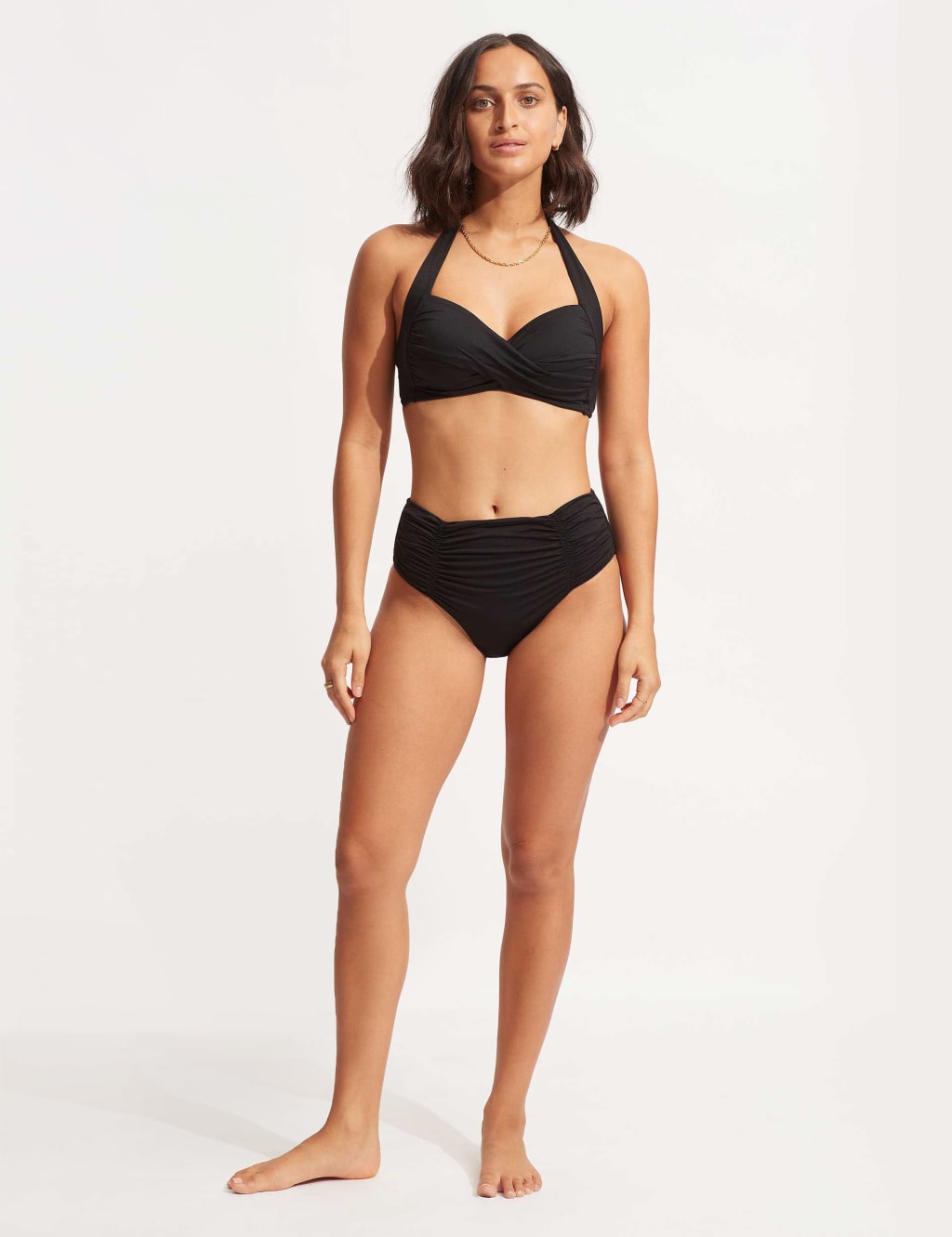 Collective Padded Twist Front Plunge Halterneck Bikini Top 2 of 8